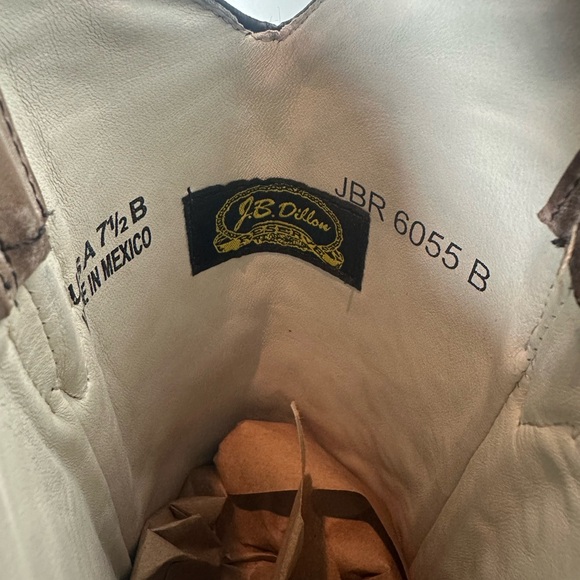 J.B. Dillon Women’s Western Boots 7.5B Tan Cutout Leather Cowboy Vintage Style - Picture 7 of 7